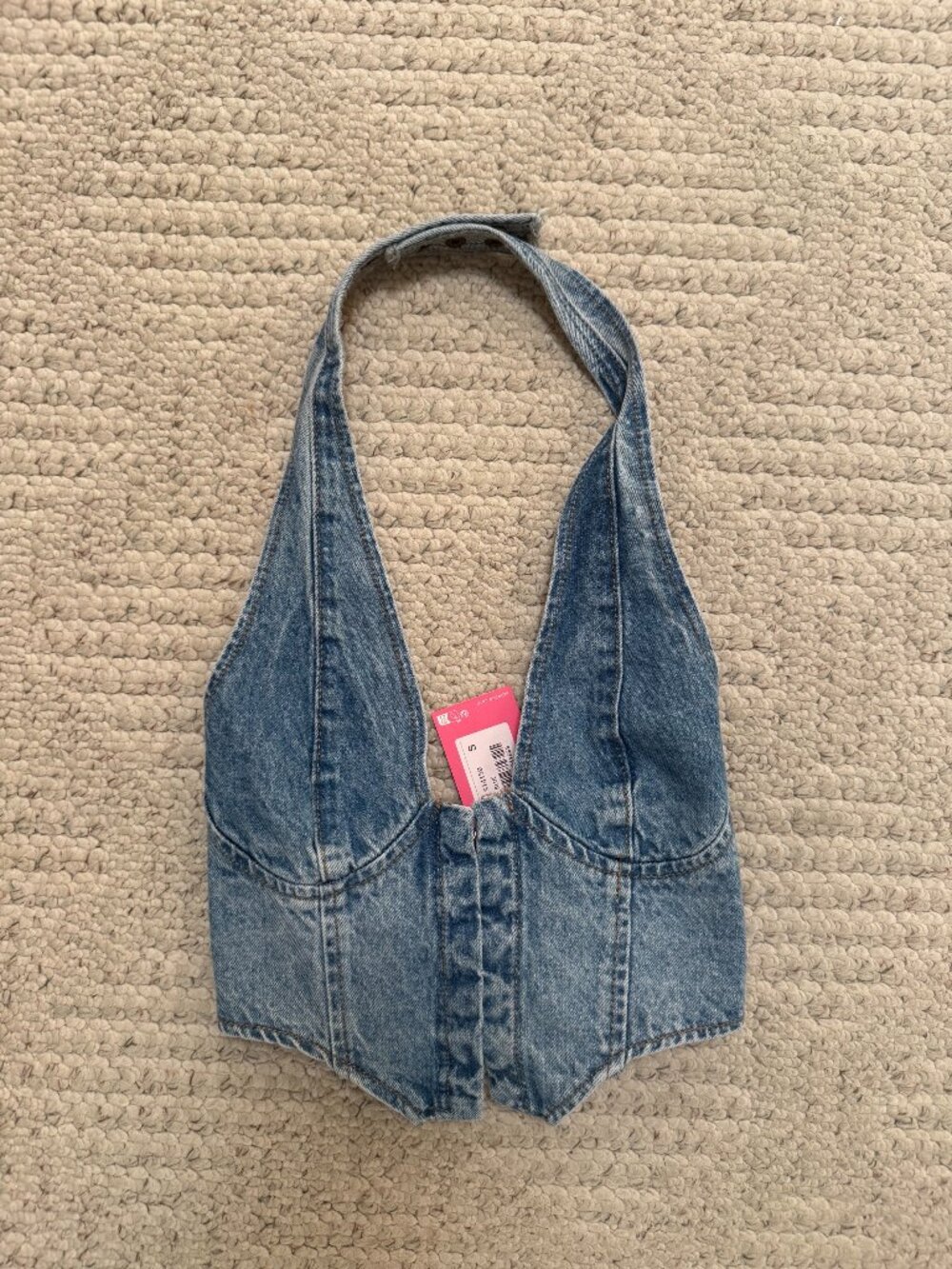 Edikted denim cropped top - Size Small